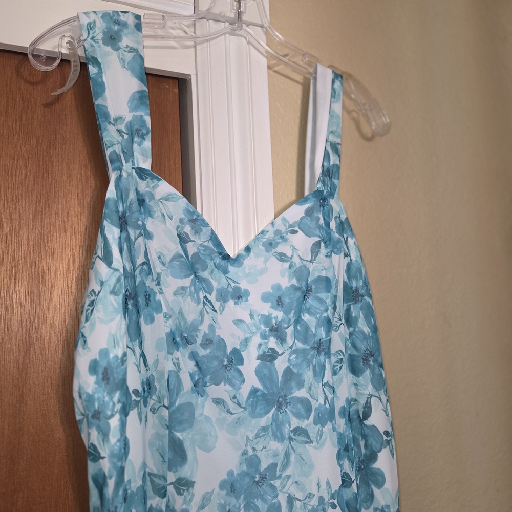 New 18W Connected Apparel Teal White Chiffon Lace Jacket Summer Dress - Picture 11 of 13
